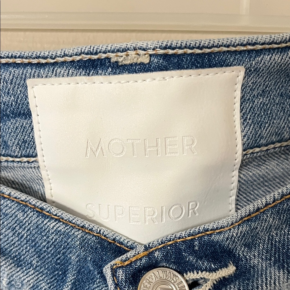 MOTHER High Rise Distressed Blue Jeans - Picture 2 of 4